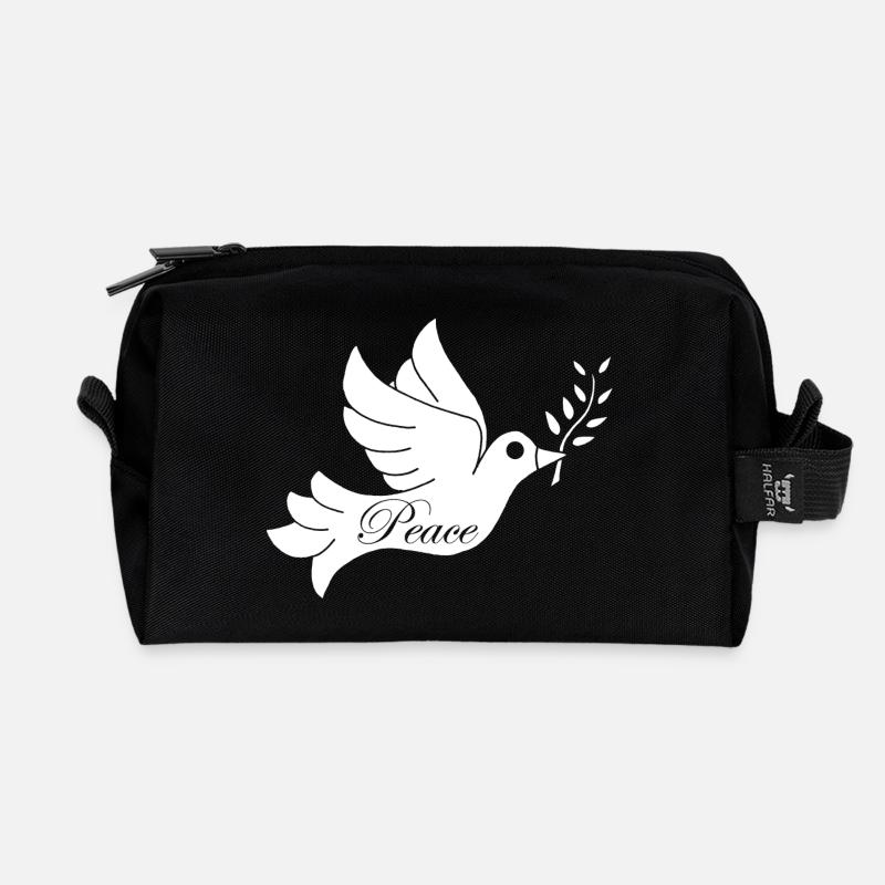 Weißer Vogel des Friedens - Recycelte Kulturtasche - Schwarz