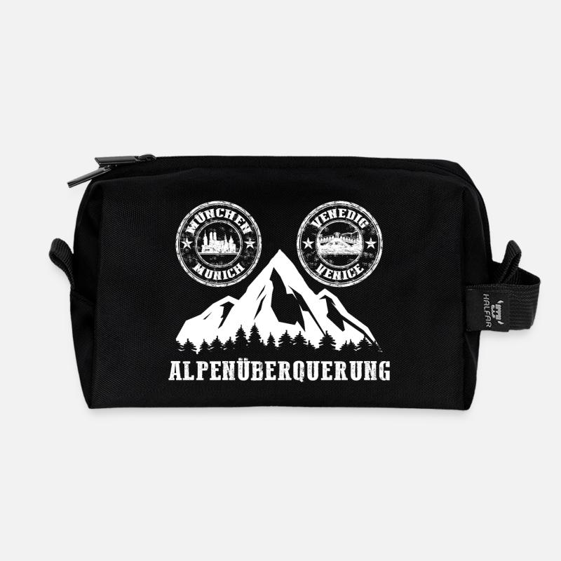 Alpenüberquerung München - Venedig - Recycelte Kulturtasche - Schwarz