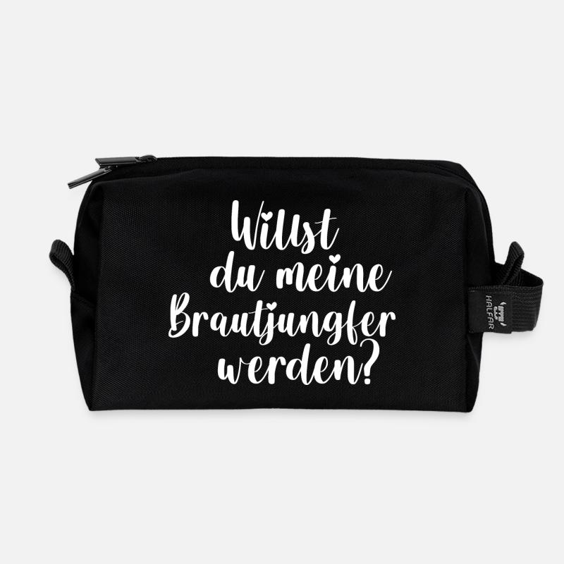 Brautjungfer Frage Hochzeit Freundin Geschenk - Recycelte Kulturtasche - Schwarz
