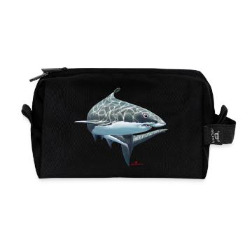 Grand requin blanc / requin - Trousse de toilette en tissu recyclé - noir - Devant