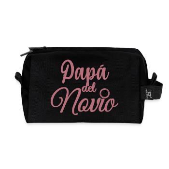 Papa del Novio Bräutigam Vater Hochzeitsgeschenk - Recycelte Kulturtasche - Schwarz - Vorne