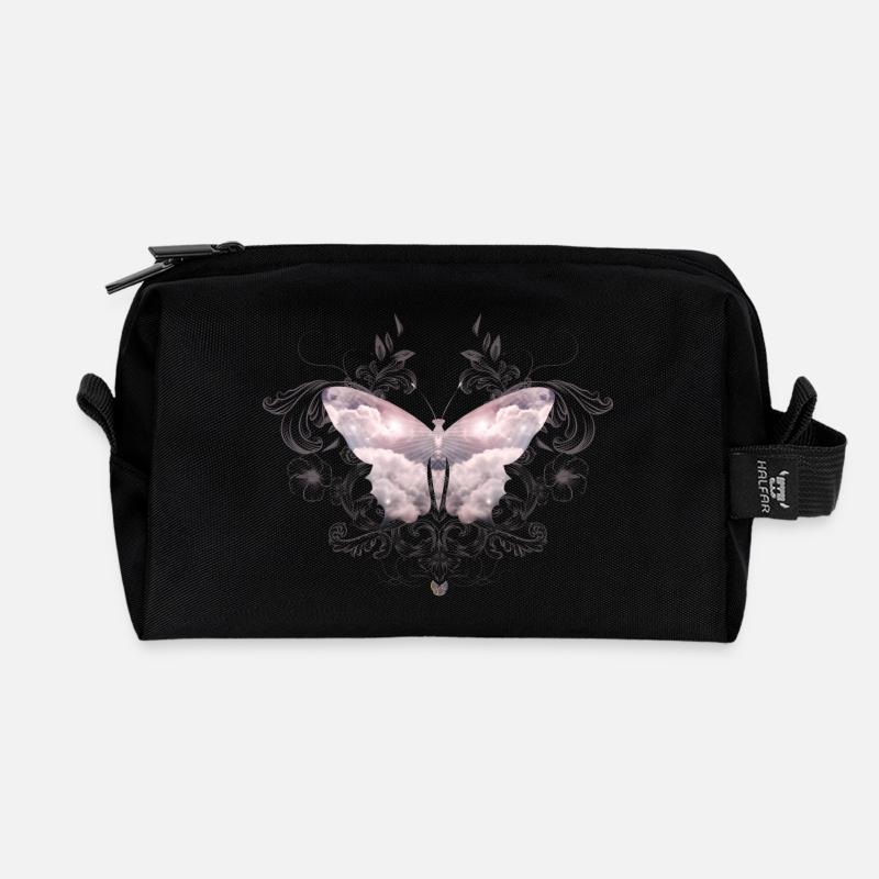 Ein himmlischer Schmetterling aus zarten Wolken - Recycelte Kulturtasche - Schwarz