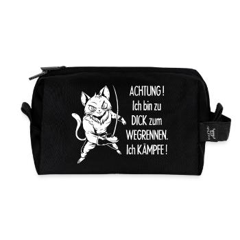 Dicke Katze, zu dick zum Wegrennen - Recycelte Kulturtasche - Schwarz - Vorne