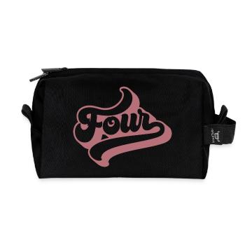Four 4th Birthday For Girls 4 Years Old - Recycled Toiletry Zip Bag - black - Front