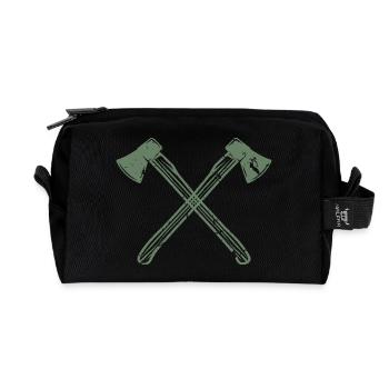 Conception de hache de style grunge - Pour les bûcherons et les forestiers - Trousse de toilette en tissu recyclé - noir - Devant