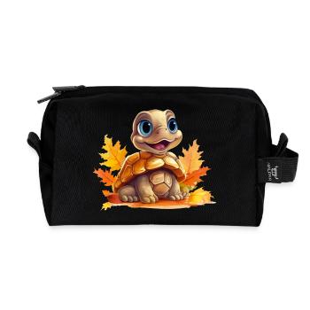 Autumn turtle: walk in the colorful - Recycled Toiletry Zip Bag - black - Front