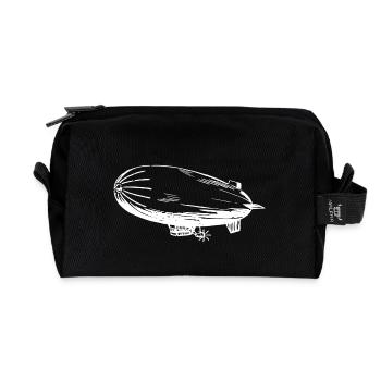 Silhouette of an airship – Stylish - Recycled Toiletry Zip Bag - black - Front