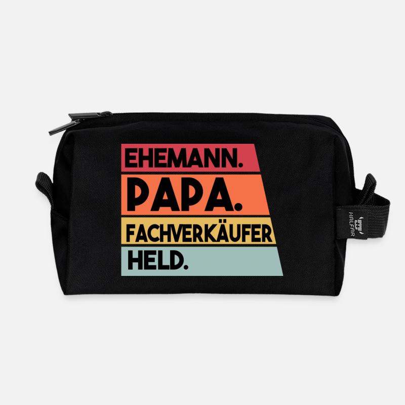 Ehemann Papa Fachverkäufer Held - Recycelte Kulturtasche - Schwarz