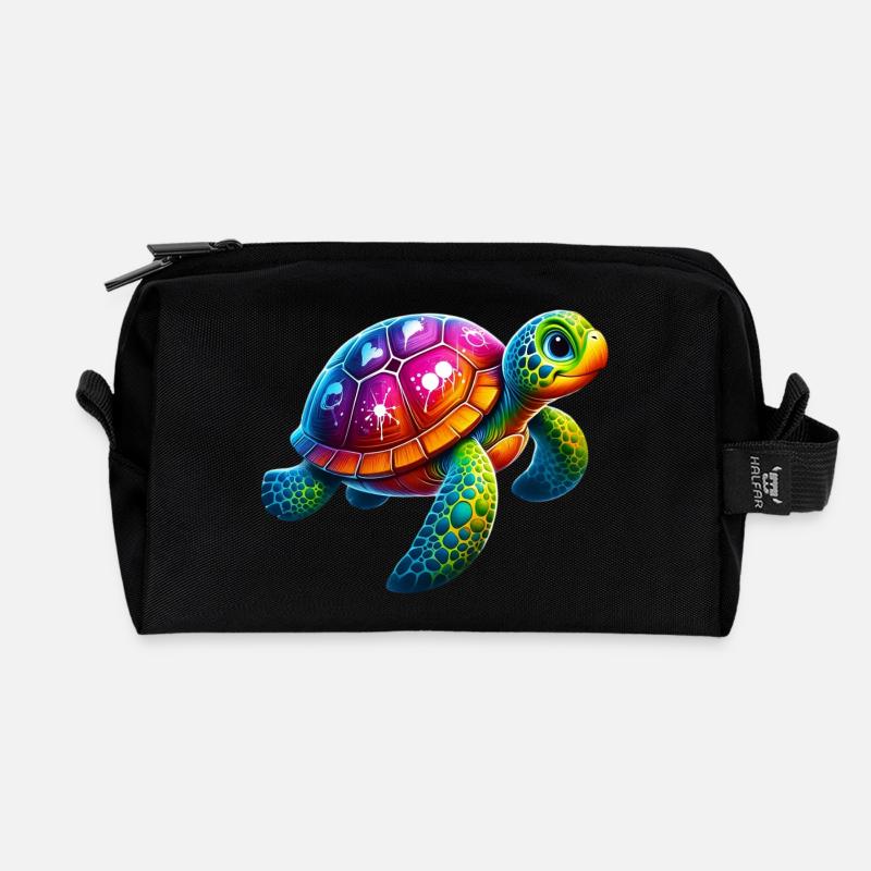 Schildkröte - Recycelte Kulturtasche - Schwarz