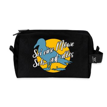 Sei eine Möwe scheiss auf alles. Möwensilhouette - Recycelte Kulturtasche - Schwarz - Vorne