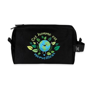This man is Wonderful - Recycled Toiletry Zip Bag - black - Front
