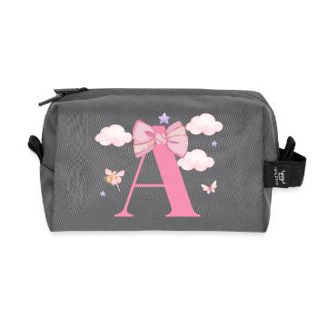 Lettre a rose nuages - Trousse de toilette en tissu recyclé - anthracite - Devant