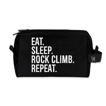 eat sleep rock climb repeat - Recycelte Kulturtasche - Schwarz - Vorne