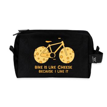 Bike is like cheese because i like it - Recycled Toiletry Zip Bag - black - Front