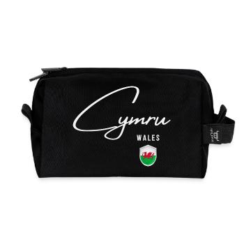 Wales, minimalistisches, elegantes Design - Recycelte Kulturtasche - Schwarz - Vorne