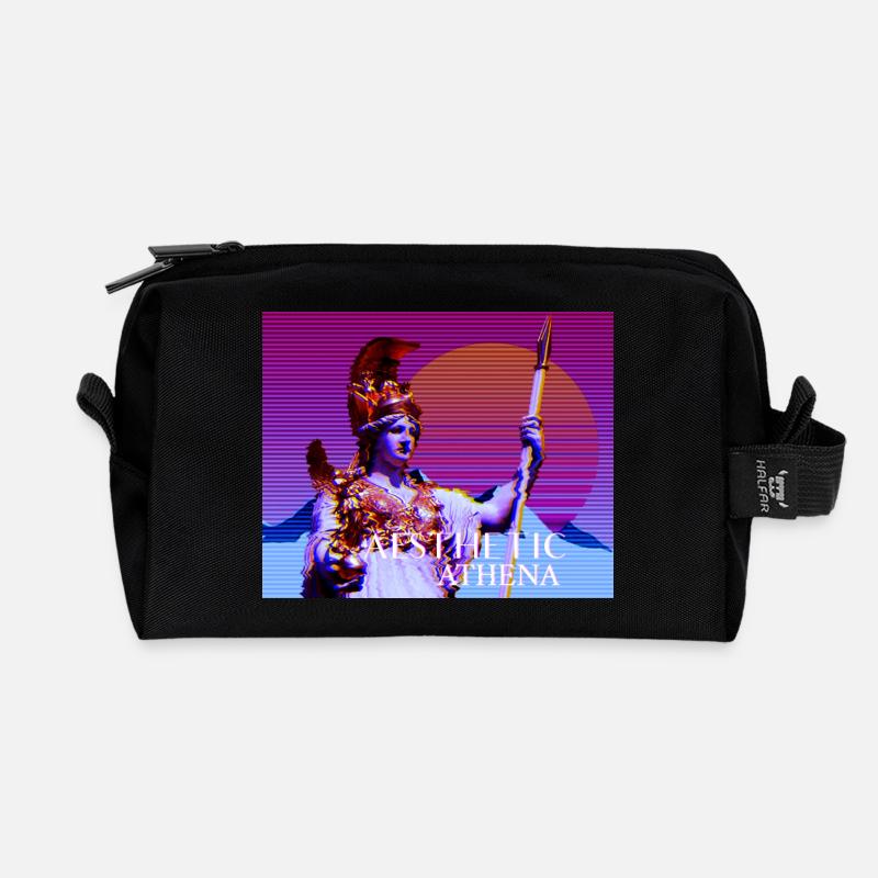 Déesse stylisée abstraite Athéna - Trousse de toilette en tissu recyclé - noir