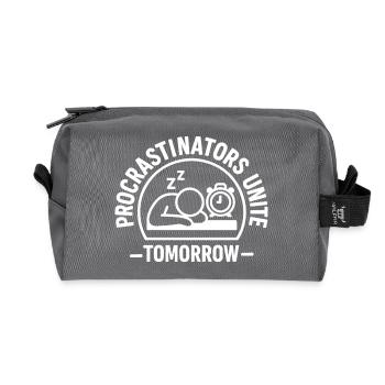 Procrastinators Unite – Tomorrow - Recycled Toiletry Zip Bag - anthracite - Front