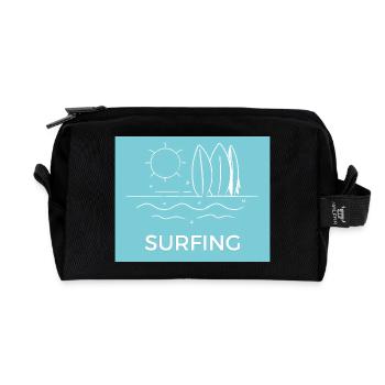 Surfing on the beach Sunny summer - Recycled Toiletry Zip Bag - black - Front