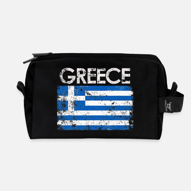 Distressed Griechenland Flagge Grafik - Recycelte Kulturtasche - Schwarz