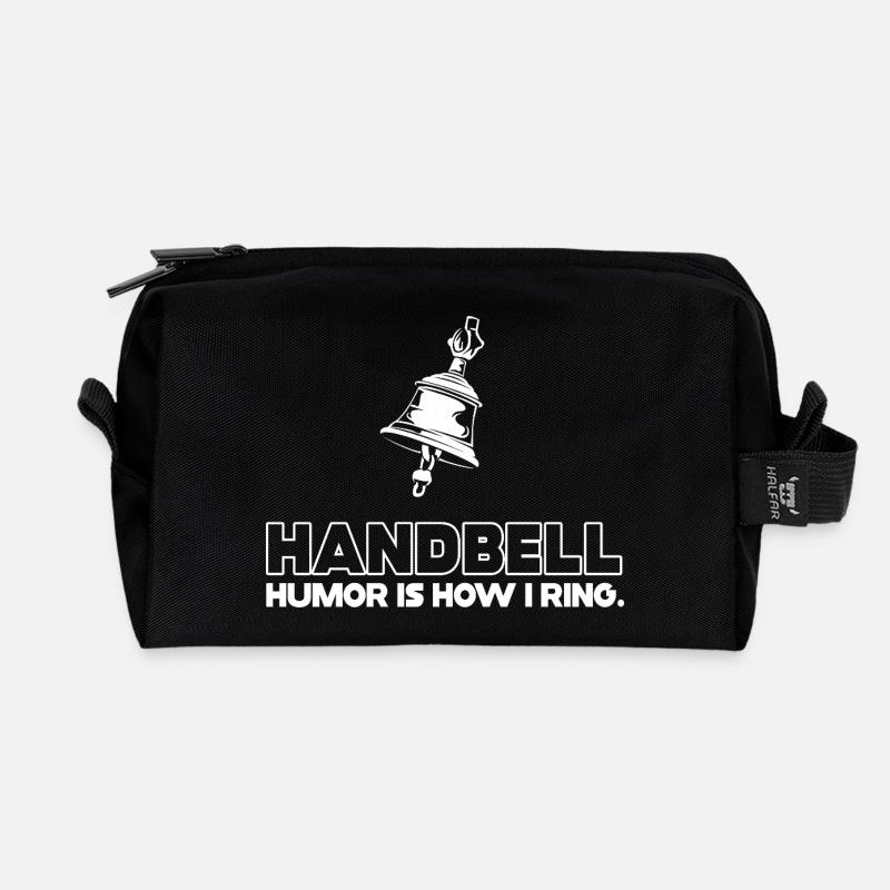 Handbell Humor Ring Tee - Recycled Toiletry Zip Bag - black