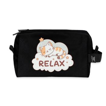 Dreamy kitten on pastel cloud - Recycled Toiletry Zip Bag - black - Front