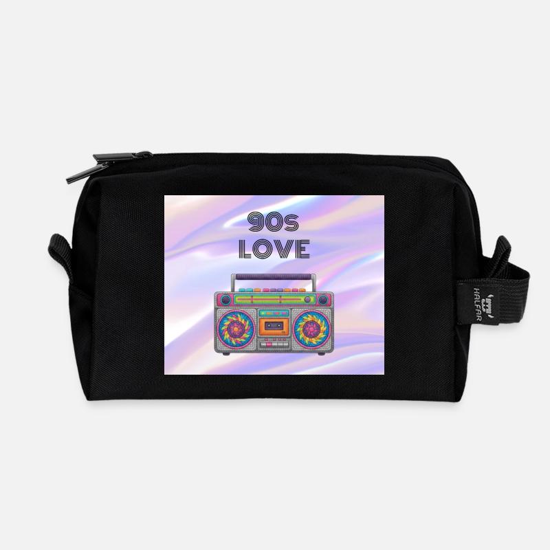 90s Love Boombox - Recycled Toiletry Zip Bag - black