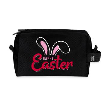 Happy Easter Bunny Scripture - Recycled Toiletry Zip Bag - black - Front