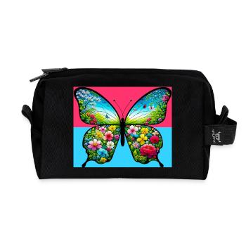 Schmetterling - Recycelte Kulturtasche - Schwarz - Vorne