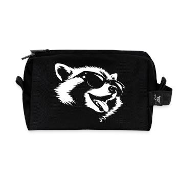 Waschbär Coolness – Sonnenbrille Bandit Kopf - Recycelte Kulturtasche - Schwarz - Vorne