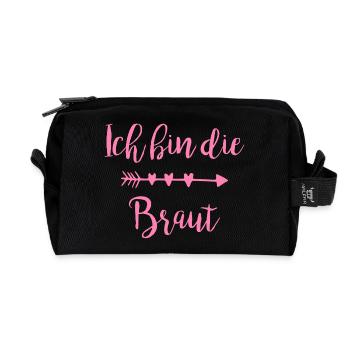 Ich bin die Braut Herzpfeil Script - Recycelte Kulturtasche - Schwarz - Vorne