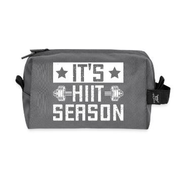 Gym Junkies It´s Hiit Season Calisthenics Fitness - Recycelte Kulturtasche - Anthrazit - Vorne