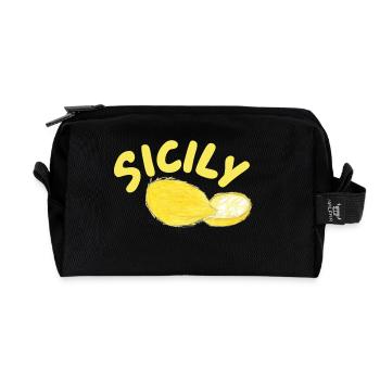 Sicily Zitronen Illustration - Sicily - Recycelte Kulturtasche - Schwarz - Vorne