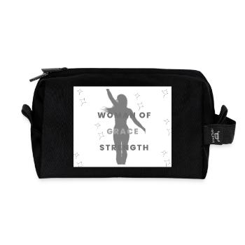 Woman of Grace and Strength  - Recycled Toiletry Zip Bag - black - Front