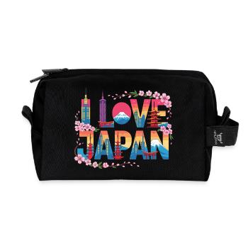 J’adore le Japon, Sakura Mont Fuji, Tokyo Skyline - Trousse de toilette en tissu recyclé - noir - Devant