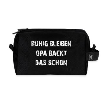 Opa backt das schon - unser backender Opa - Recycelte Kulturtasche - Schwarz - Vorne