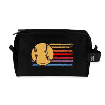 Baseballspieler Baseball - Recycelte Kulturtasche - Schwarz - Vorne