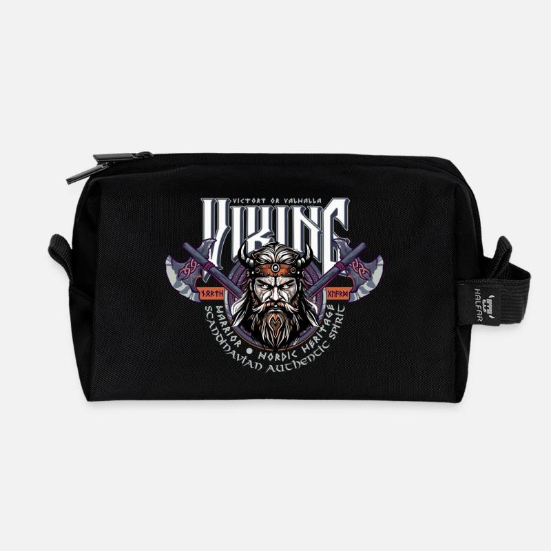 VIKING, VICTORY OR VALHALLA! - Recycled Toiletry Zip Bag - black