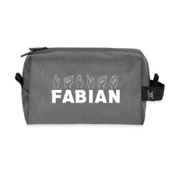 Sign language Fabian - Recycled Toiletry Zip Bag - anthracite - Front