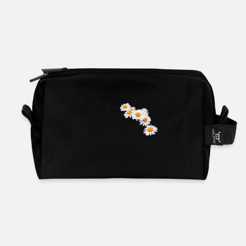 Blumenkranz aus Margeriten - Recycelte Kulturtasche - Schwarz