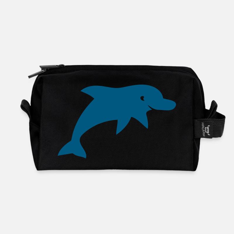delphins - Recycelte Kulturtasche - Schwarz