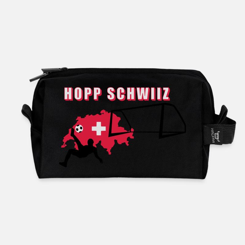 Hopp Schwiiz - Recycelte Kulturtasche - Schwarz