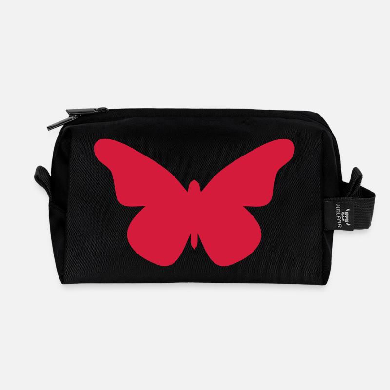 Schmetterling - Recycelte Kulturtasche - Schwarz