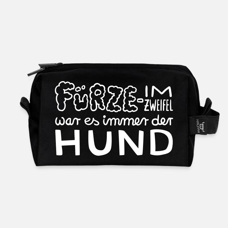 Fürze – Im Zweifel war es der Hund – Geschenkidee - Recycelte Kulturtasche - Schwarz