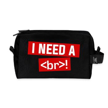 i need a beer alias an html br - Recycled Toiletry Zip Bag - black - Front