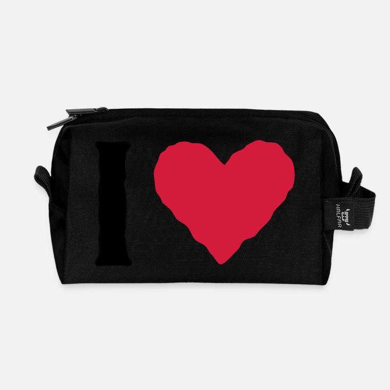 I love ... - Recycelte Kulturtasche - Schwarz
