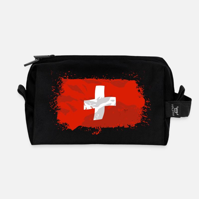 Swiss Flag - Recycelte Kulturtasche - Schwarz