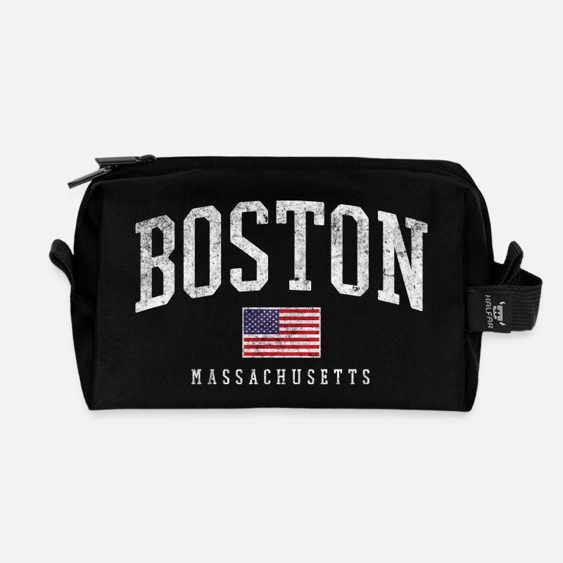 Boston Massachusetts Flag Graphic - Recycelte Kulturtasche - Schwarz