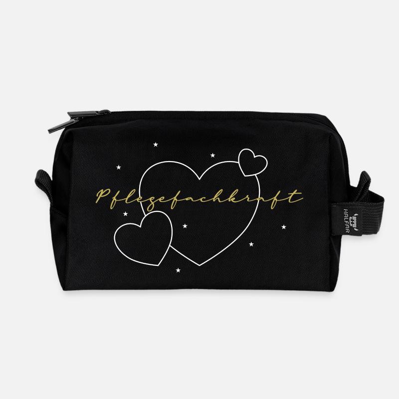 Pflege Herz Fachkraft Liebe - Recycelte Kulturtasche - Schwarz