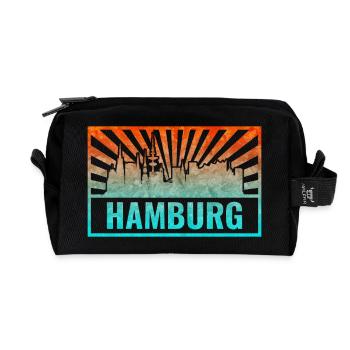 Hamburg Skyline Gradient - Recycled Toiletry Zip Bag - black - Front