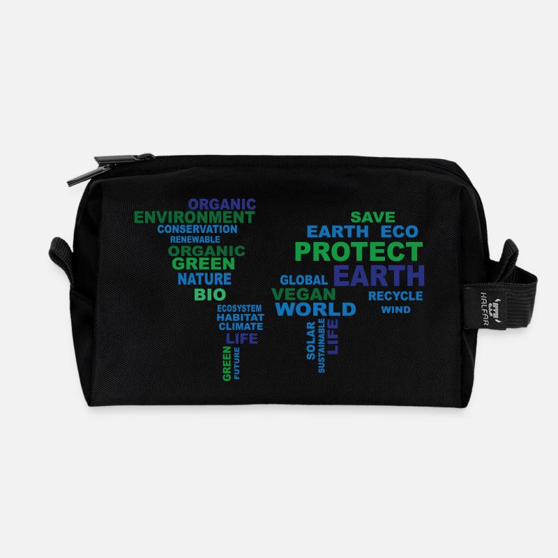 Erde - Recycelte Kulturtasche - Schwarz